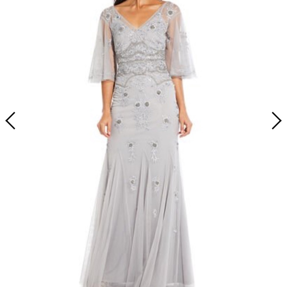 Adrianna Papell beaded wide sleeve long gown new